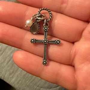 RETIRED James Avery Cross Pendant with Cultured Pearl